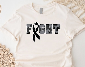 Fight Melanoma Cancer Tee, Skin Cancer Awareness Shirt, Black Ribbon Support Shirt, Melanoma Survivor Gift Tshirt, Fighting Skin Cancer Tee