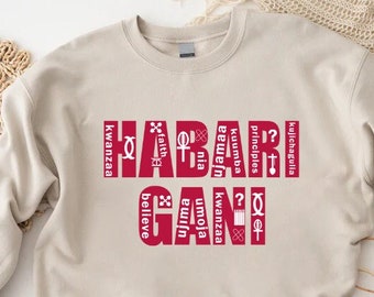 Habari Gani Sweatshirt, Kwanzaa Gift for Women, Afro Mom Outfit, Kwanzaa Kinara Tee, African American Shirt, Black Culture Sweater