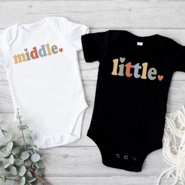 Big Middle Little Shirts, Third Baby Announcement Shirts, 3rd Child Pregnancy Reveal, Matching Sisters Brothers Shirt, Cousin Squad Shirts