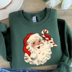Christmas Santa Claus Sweatshirt, Cute Santa Shirt, Christmas Candy Santa Tee, Christmas Gift for Women, Family Christmas, Vintage Crewneck