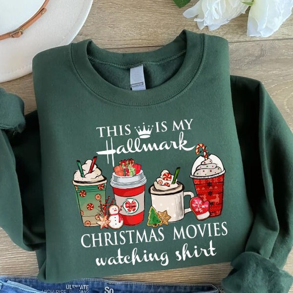 Christmas Movie Watching Sweatshirt, This Is My Movie Watching Tee, Christmas Coffee Lover Crewneck, Cute Christmas Sweater, Xmas Women Gift