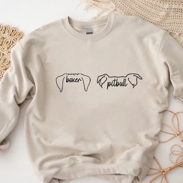 Custom Dog Ears Sweatshirt, Personalized Dog Shirt, Dog Lover Gift, Customized Dog Mom Tee, Dog Dad Sweater, Pet Lovers Gift, Cute Dogs Tee