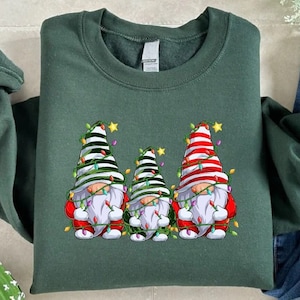 Christmas Gnomes Sweatshirt, Cute Gnome Shirt, Women Holiday Gift, Christmas Gnomes Tee, Christmas Lights Crewneck, Funny Christmas Sweater