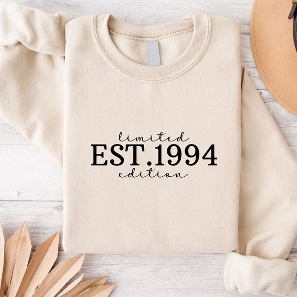 Vintage Est 1994 Sweatshirt, Limited Edition Sweater, 30th Birthday Party Sweatshirt, 30th Birthday Gift, Born In 1994 Sweater,Hello 30 Gift