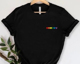 Rainbow Heart Shirt, Colorful Hearts Tshirt, LGBT Love Shirt, Queer Pride Tee, LGBTQ Supportive Gift, Love Wins Tshirt, Equal Rights Tee