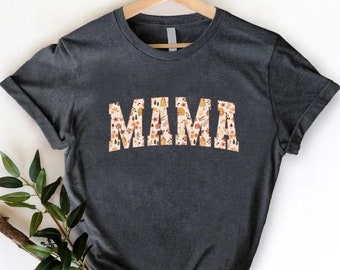 Fall Mama T-Shirt, Autumn Floral Design, Thanksgiving Gift Tee