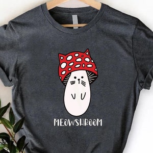 Meowshroom Cat Tshirt, Mushroom Cat Shirt, Cat Mom Shirt, Cat Lover Gift,Cat Owner Shirt,Gift For Vegan,Nature Lover Gift,Mushroom Lover Tee image 1
