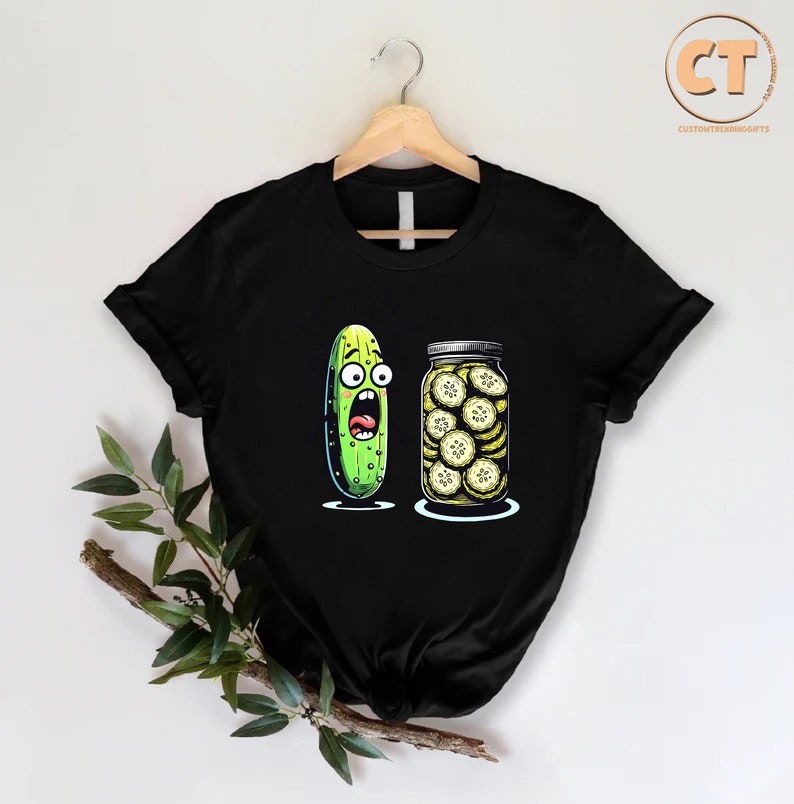 a t - shirt with a pickle and cucumber on it