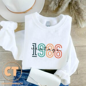 1986 Sweatshirt, Vintage 1986 Sweater, 40th Birthday Sweatshirt, Retro 1986 Birth Year Number Sweater,Forty Years Old Outfit,Turning 40 Gift image 4