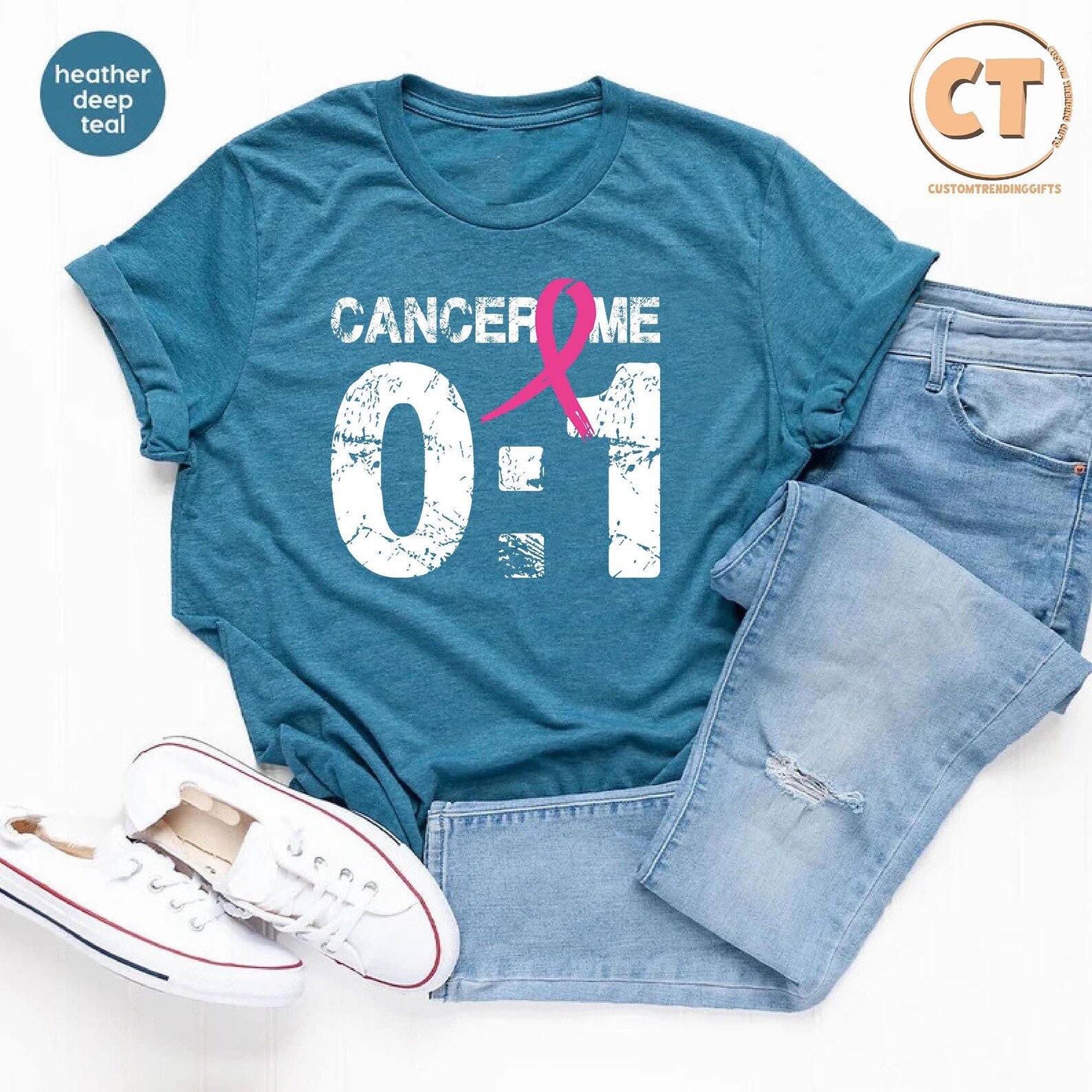 Breast Cancer Pink Ribbon T-shirt, Cancer 0 Me 1 Shirt,breast Cancer ...