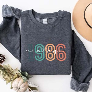 1986 Sweatshirt, Vintage 1986 Sweater, 40th Birthday Sweatshirt, Retro 1986 Birth Year Number Sweater,Forty Years Old Outfit,Turning 40 Gift image 7