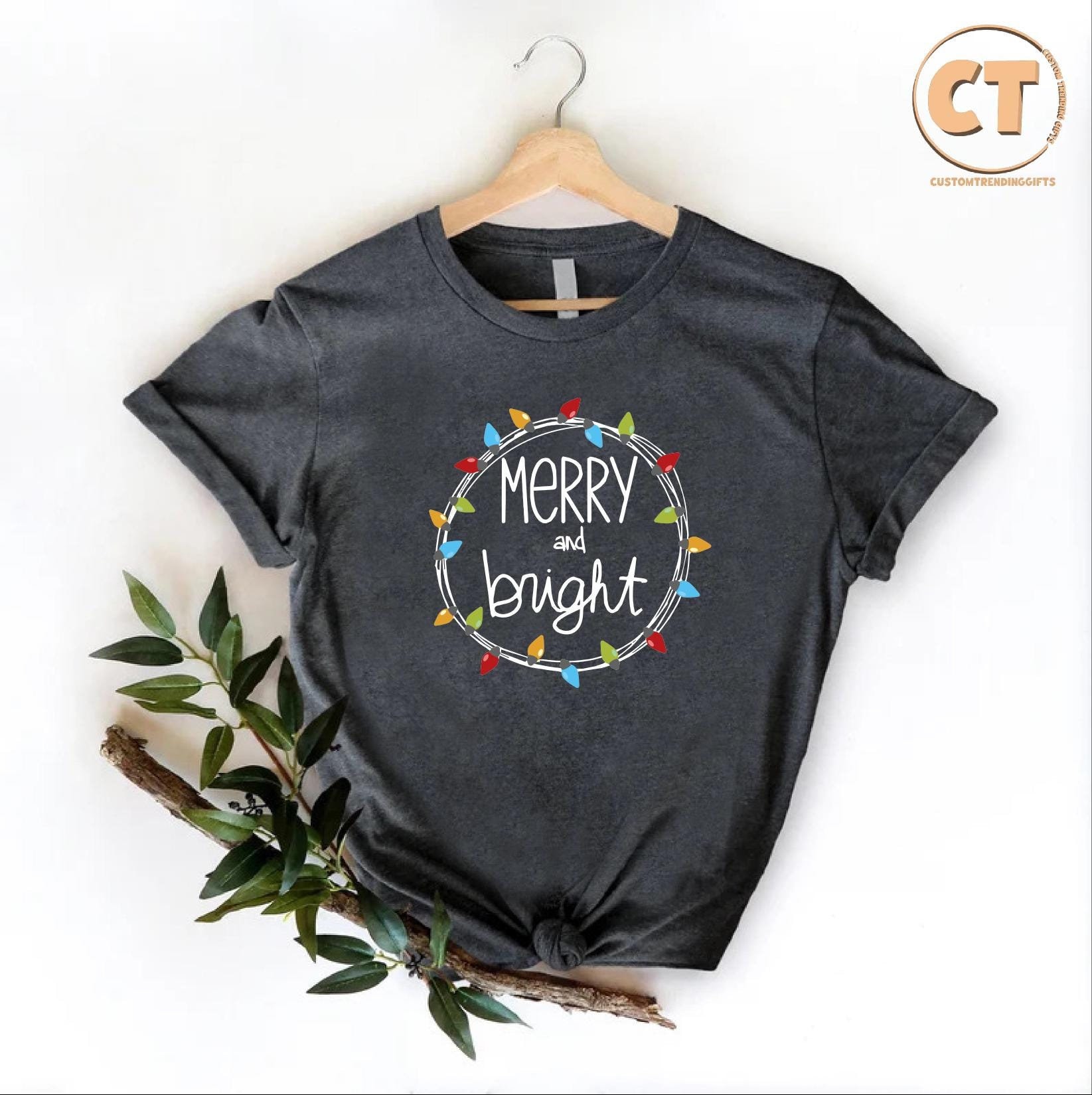 Merry and Bright T-shirt,christmas Lights Shirt,christmas Family