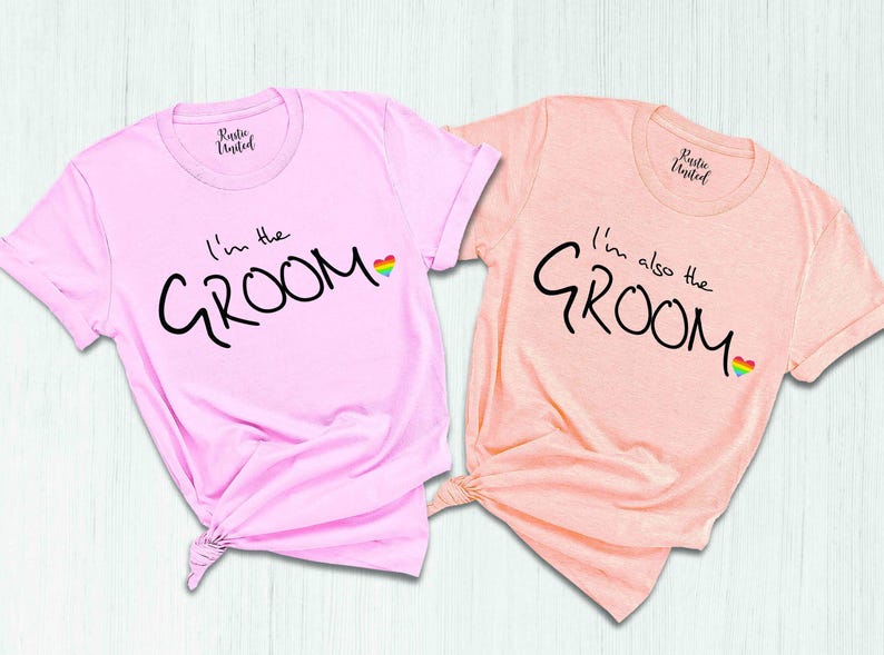 two shirts that say i'm not the groom and i'm the bride