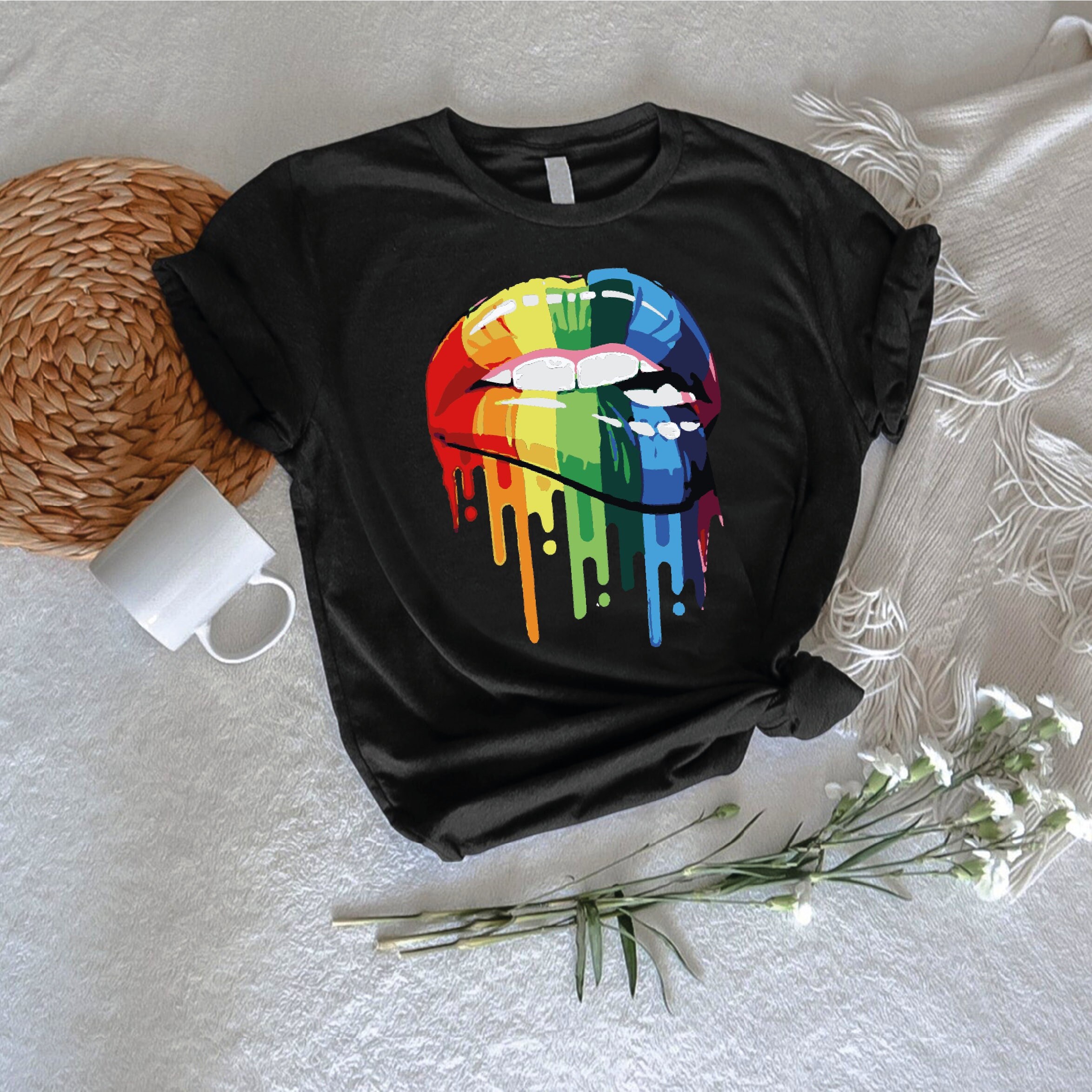 rainbow lips tshirt