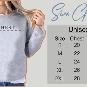 a women's size chart for a sweatshirt