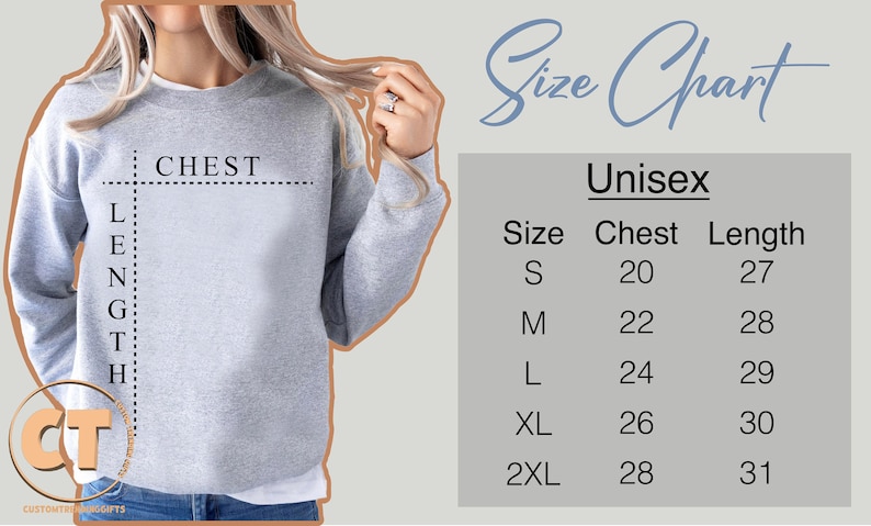 a women's size chart for a sweatshirt