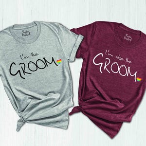 two t - shirts that say i'm the groom and i'm the
