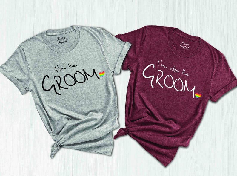 two t - shirts that say i'm the groom and i'm the