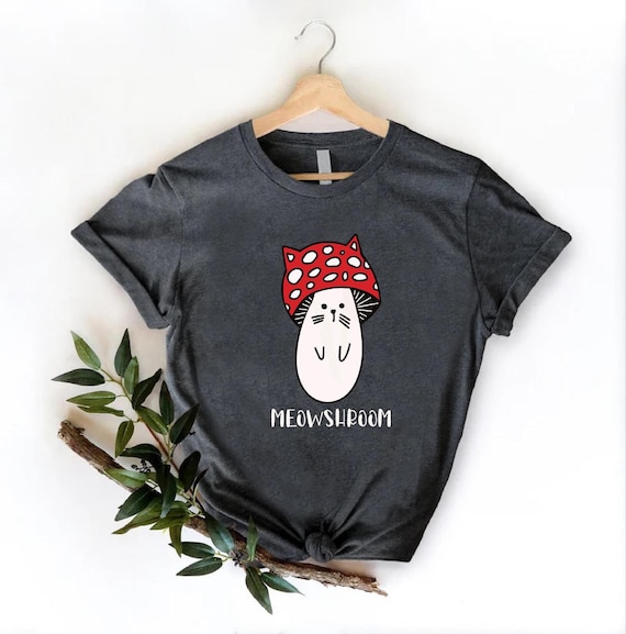Meowshroom Cat Tshirt, Mushroom Cat Shirt, Cat Mom Shirt, Cat Lover Gift,Cat Owner Shirt,Gift For Vegan,Nature Lover Gift,Mushroom Lover Tee