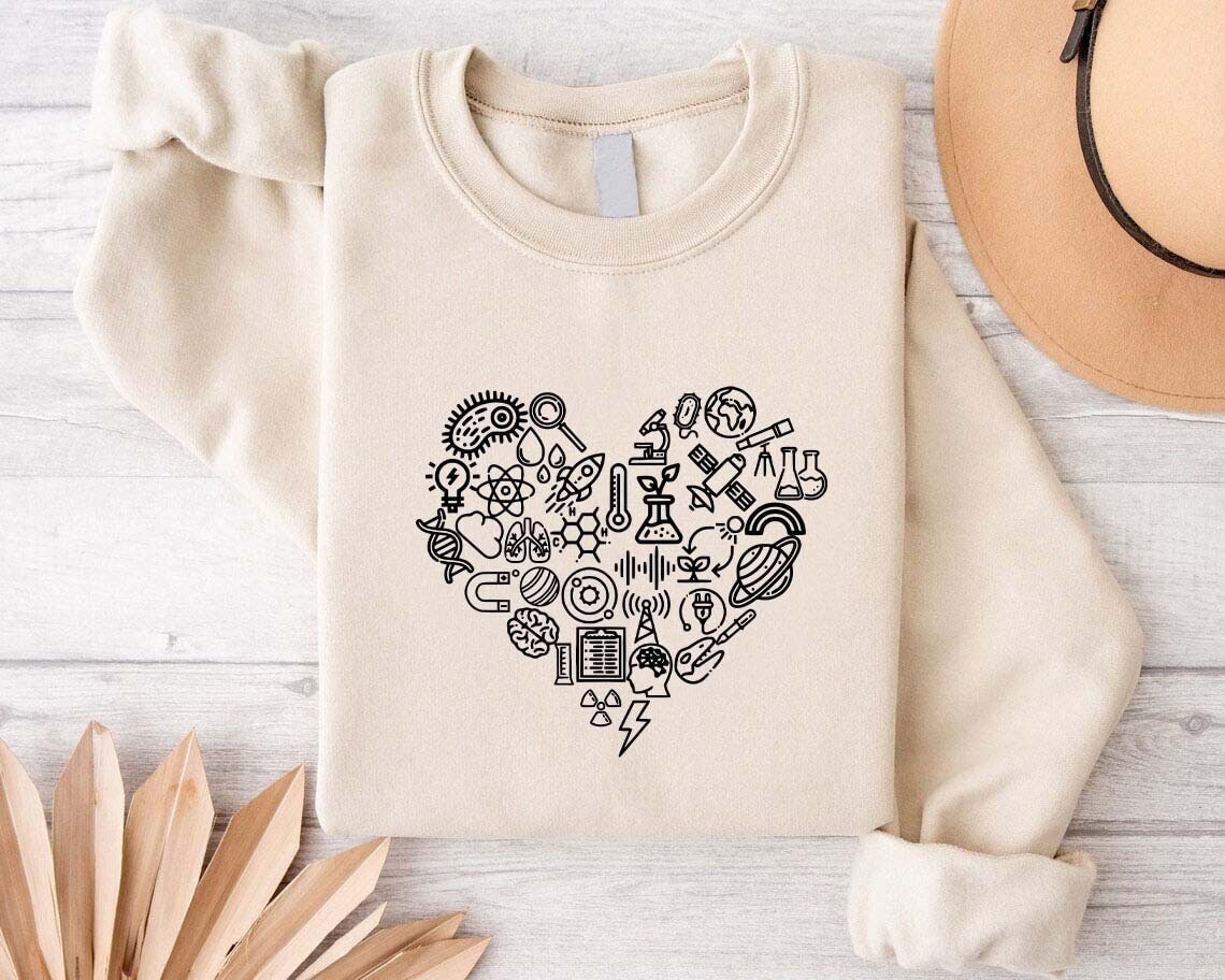 Science Sweater Drawing Science Love Sweatshirt, Chemistry Sweater, Stem Student Sweatshirt ...