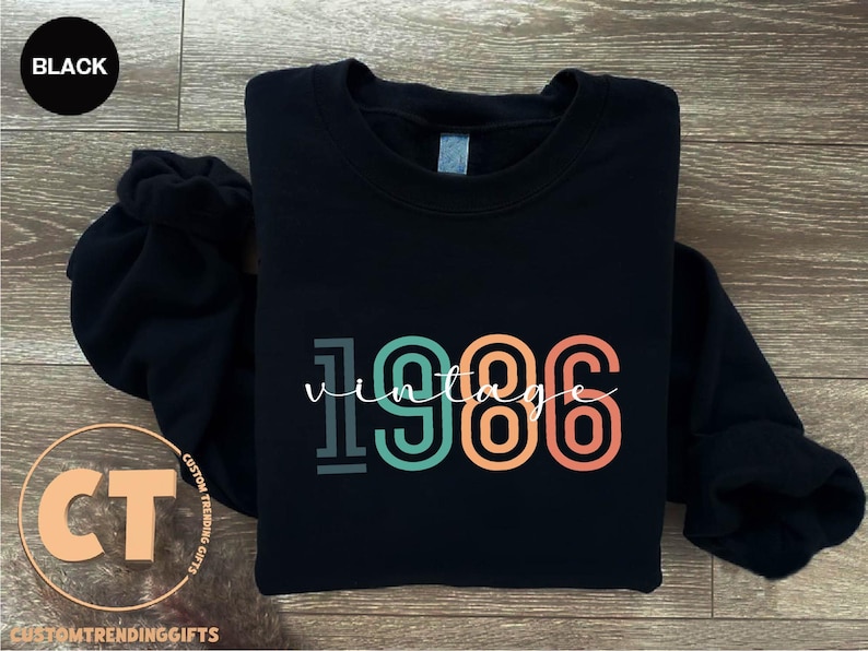 1986 Sweatshirt, Vintage 1986 Sweater, 40th Birthday Sweatshirt, Retro 1986 Birth Year Number Sweater,Forty Years Old Outfit,Turning 40 Gift image 5