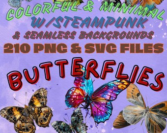 Colorful Butterflies Clipart, Floral Moth Nature Pic, Butterfly-Gifted SVG File, Boho, Gothic, Photorealistic Design, Gift for Outdoor Lover