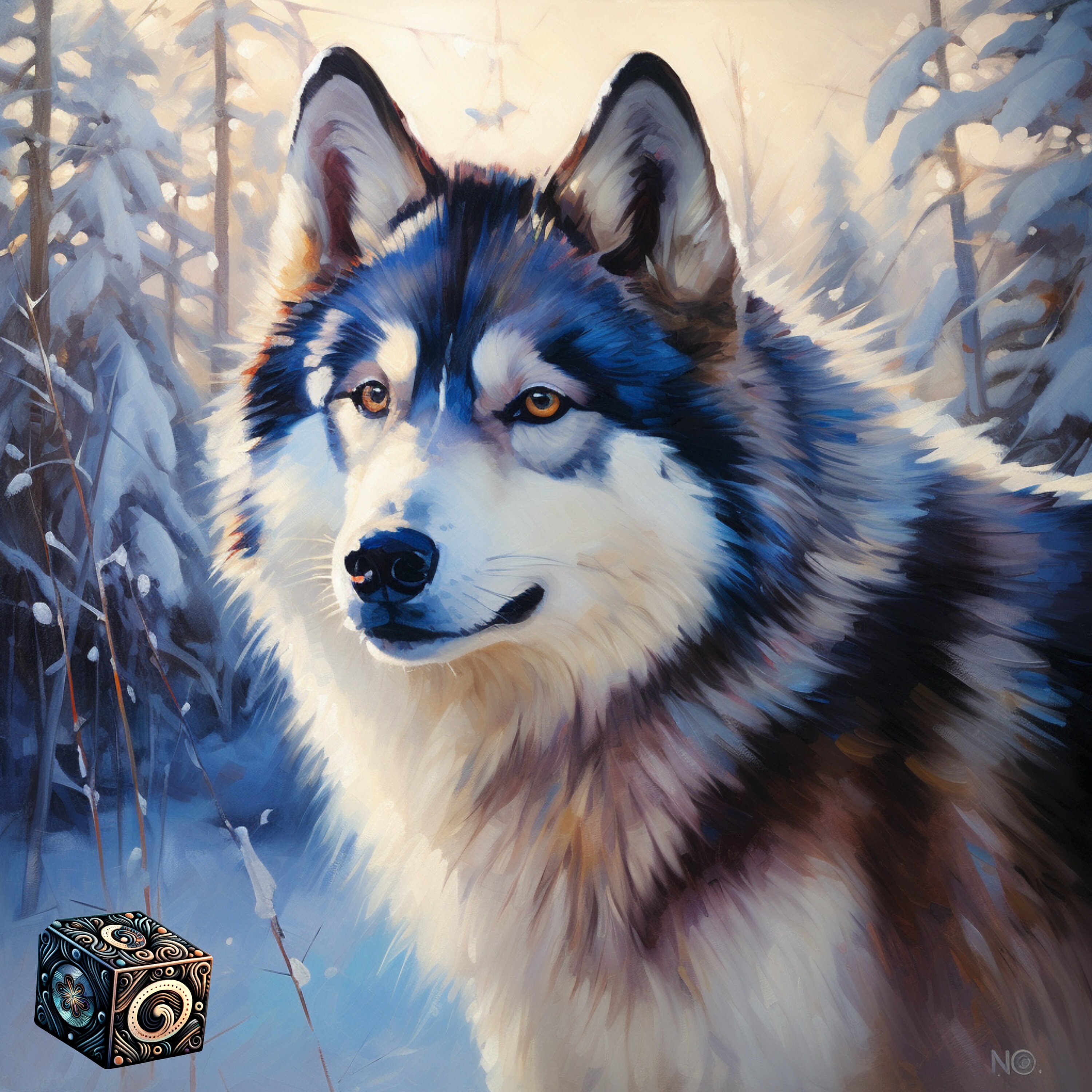 Siberian Husky Portraits in Snow - Winter Canine Art, Arctic Dog Wall ...