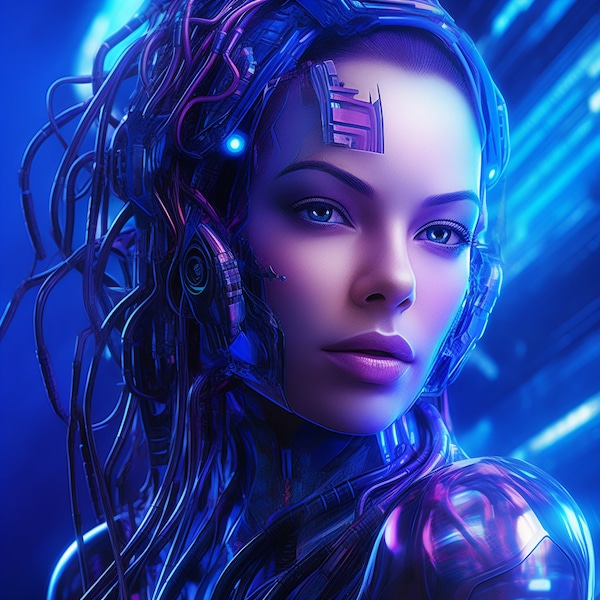 Robotic Women, Half Human & Half Android, Beautiful Faces, - Set of 25 -Sci-Fi in a Future World; Beautiful, and Creepy. Cyberpunk.