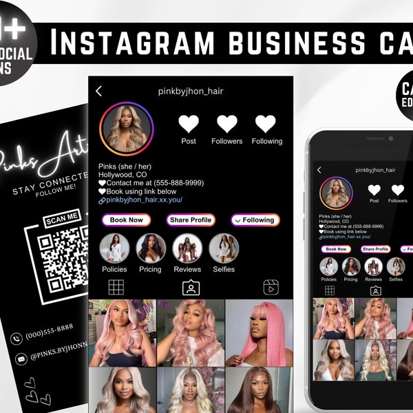 Instagram UI-Inspired Customizable Business Card Template | Editable Canva Design | Unique & Modern Networking Card | QR Code | PDF Guide