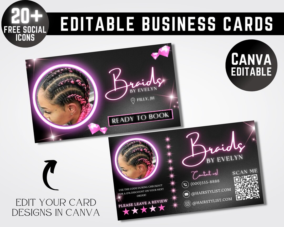 Hair Braiding Business Card, DIY Marketing Cards Design, Braids