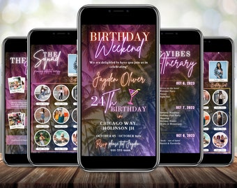 Digital Travel itinerary, itinerary template, travel itineray, Birthday Weekend Invitation, Weekend Itinerary, Digital Schedule, Girls Trip