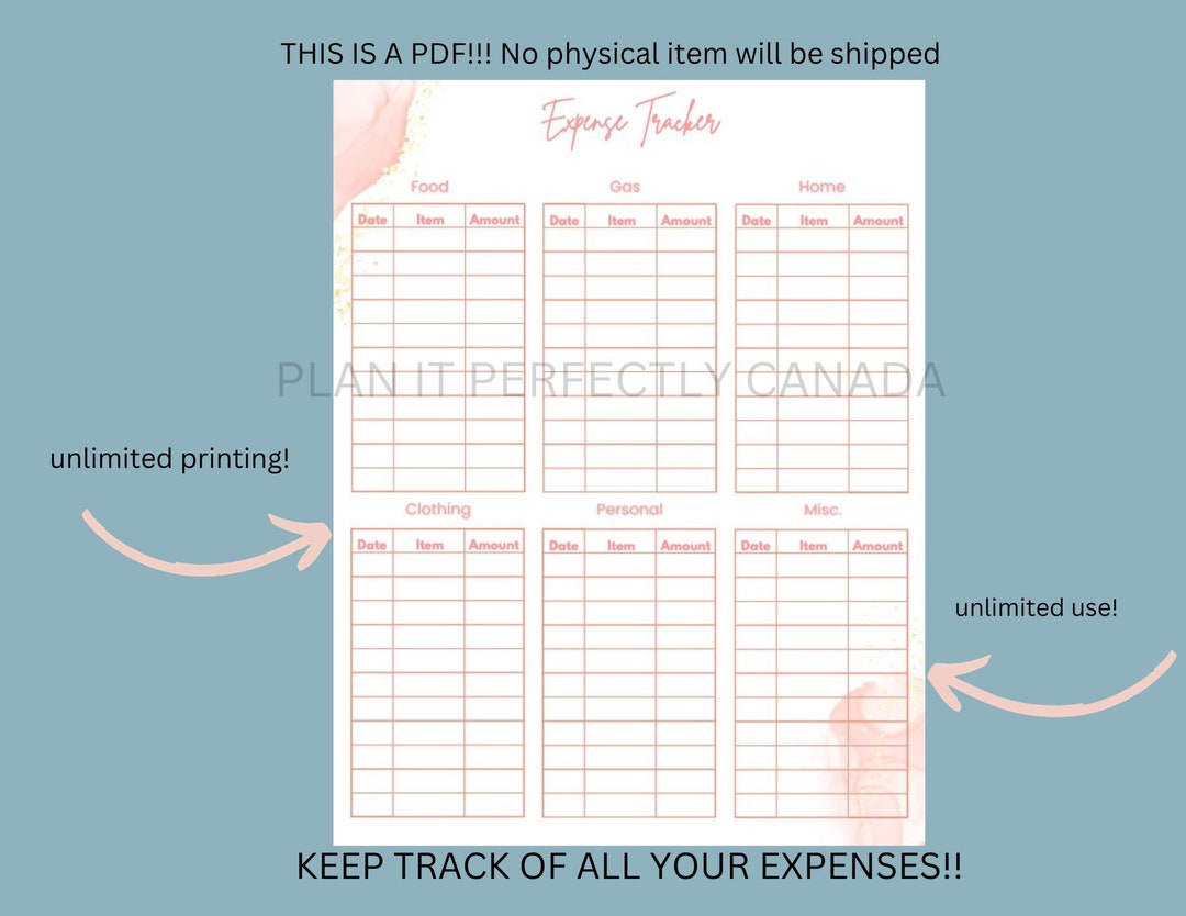 Expense Tracker Pdf Expense Tracker Etsy Expense Tracker Pdf Expense Tracker Etsy