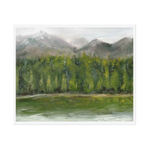 11 x 9 &quot; Print of Alaskan Lakeside, Landscape Painting, Artwork #1