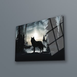 Wolf Wall Art , Animal Wall Decor , Tempered Glass Wall Art , Glass Printing , Large Wall Art , Glass Wall Art , Housewarming Gift
