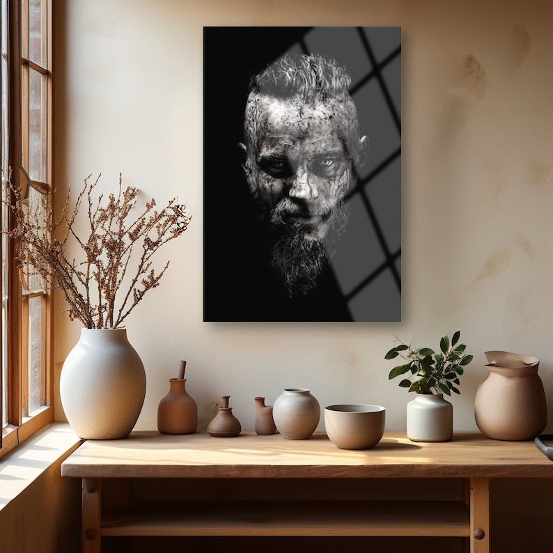 Vikings Wall Art , Ragnar Wall Art , Viking King Wall Decor , Tempered