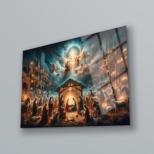 Nativity Wall Art , Nativity Scene Wall Art , Jesus Wall Art , High Quality , Tempered Glass Printing Art , Vivid Colors , Birthday Gift