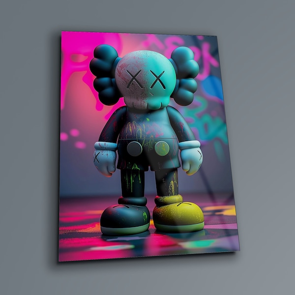 Kaws Wall Art  , Kaws Figure Wall Art , Kaws Wall Decor , Tempered Glass Wall Art Home , Glass Printing , Home Decor , Kids Room Wall Decor