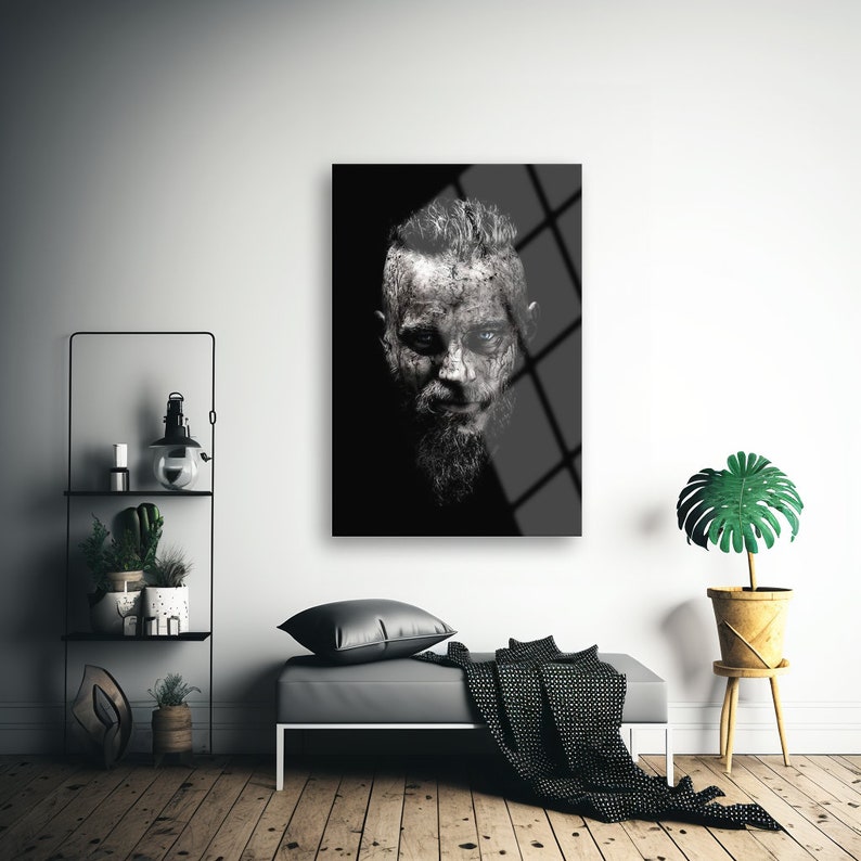 Vikings Wall Art , Ragnar Wall Art , Viking King Wall Decor , Tempered
