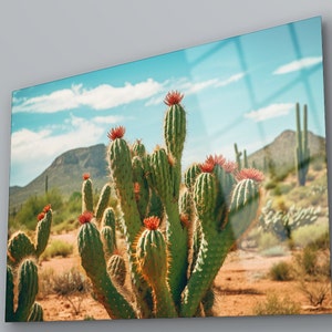 Saguaro Cactus Wall Art - Tempered Glass Desert Wall Art, Arizona & Western Decor, Modern Glass Printing Home Decor - Unique Birthday Gift
