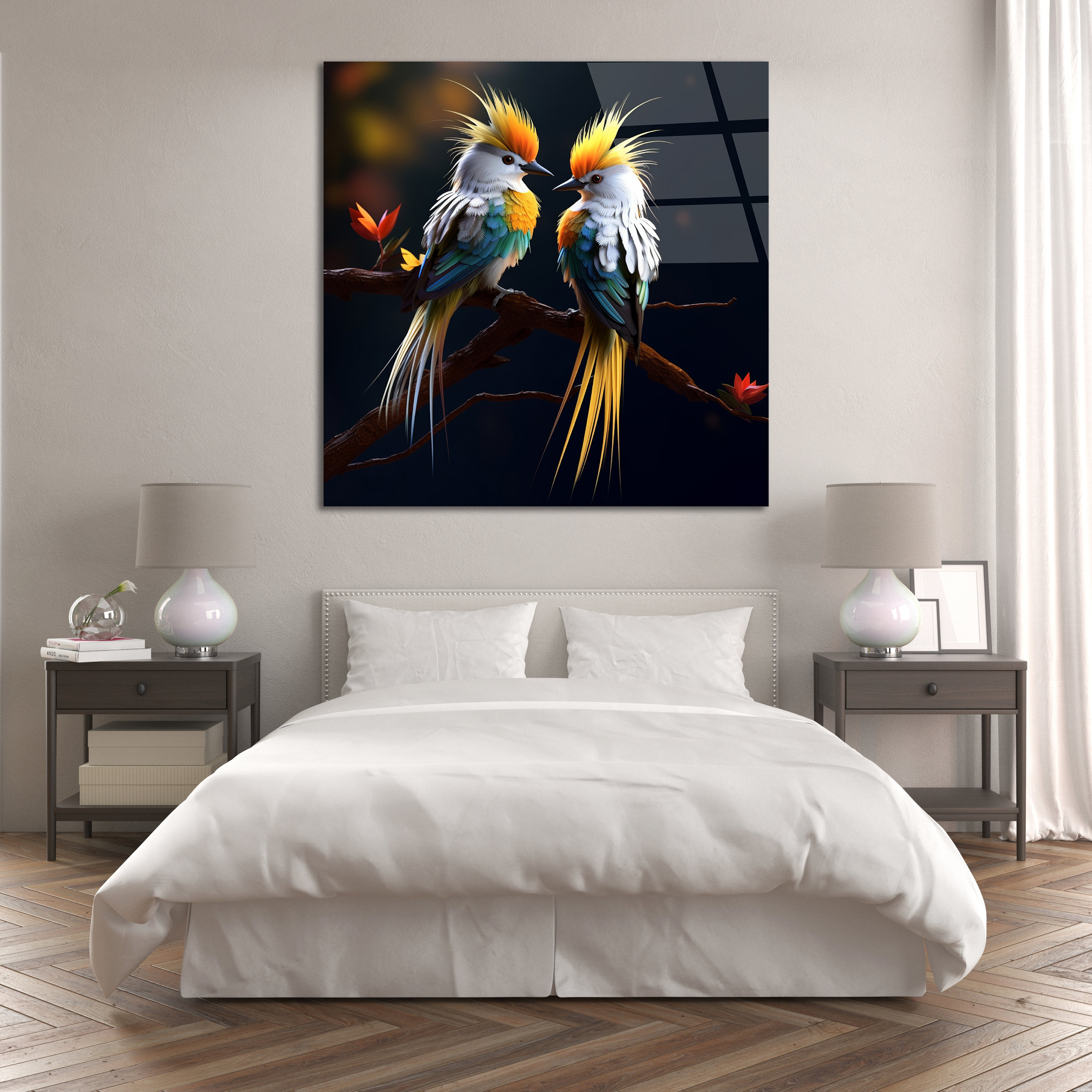 Colorful Birds Wall Art , Love Birds Wall Art , Animals Wall Art