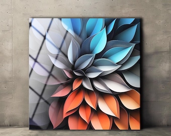 Colorful Abstract Tempered Glass Wall Art: Modern Floral Decor