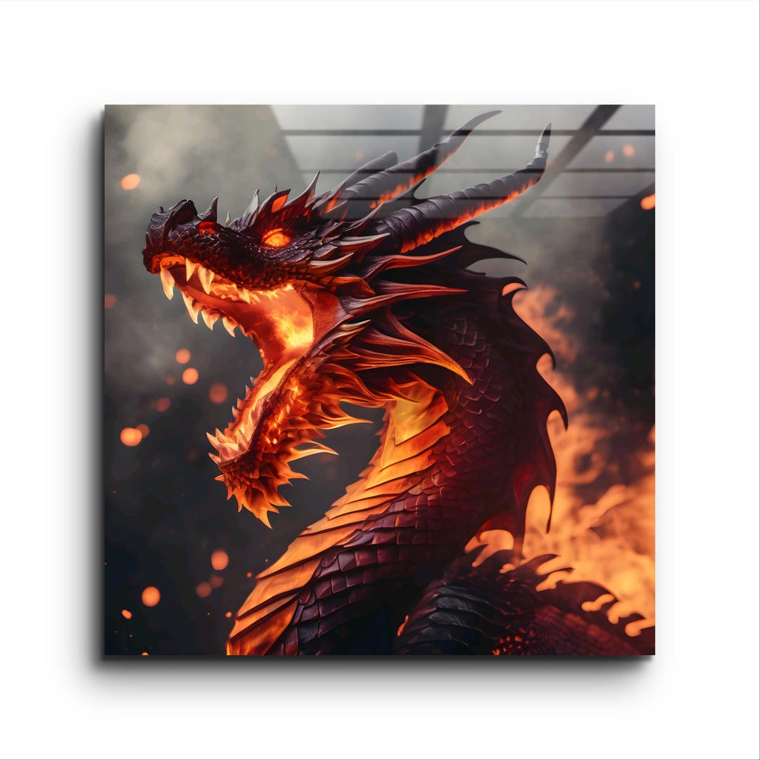 Dragon Glass Wall Art: Tempered Glass Print, Gothic Decor - Etsy