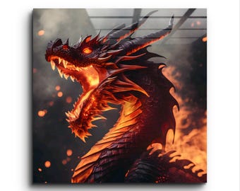 Drachen Glaswandkunst: Gehärtetes Glas, Gothic Dekor