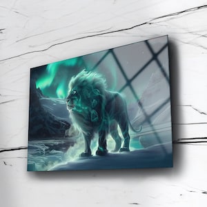 Wild Nature Wall Art , Abstract Lion Wall Art , Excellent Quality , Tempered Glass Art , Glass Printing , Wall Hanging , Housewarming Gift