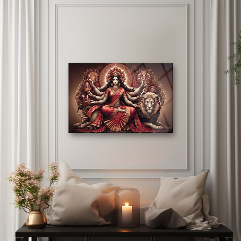 Durga Wall Art , Ganesh Wall Art , Hindu Wall Decor , Tempered Glass ...
