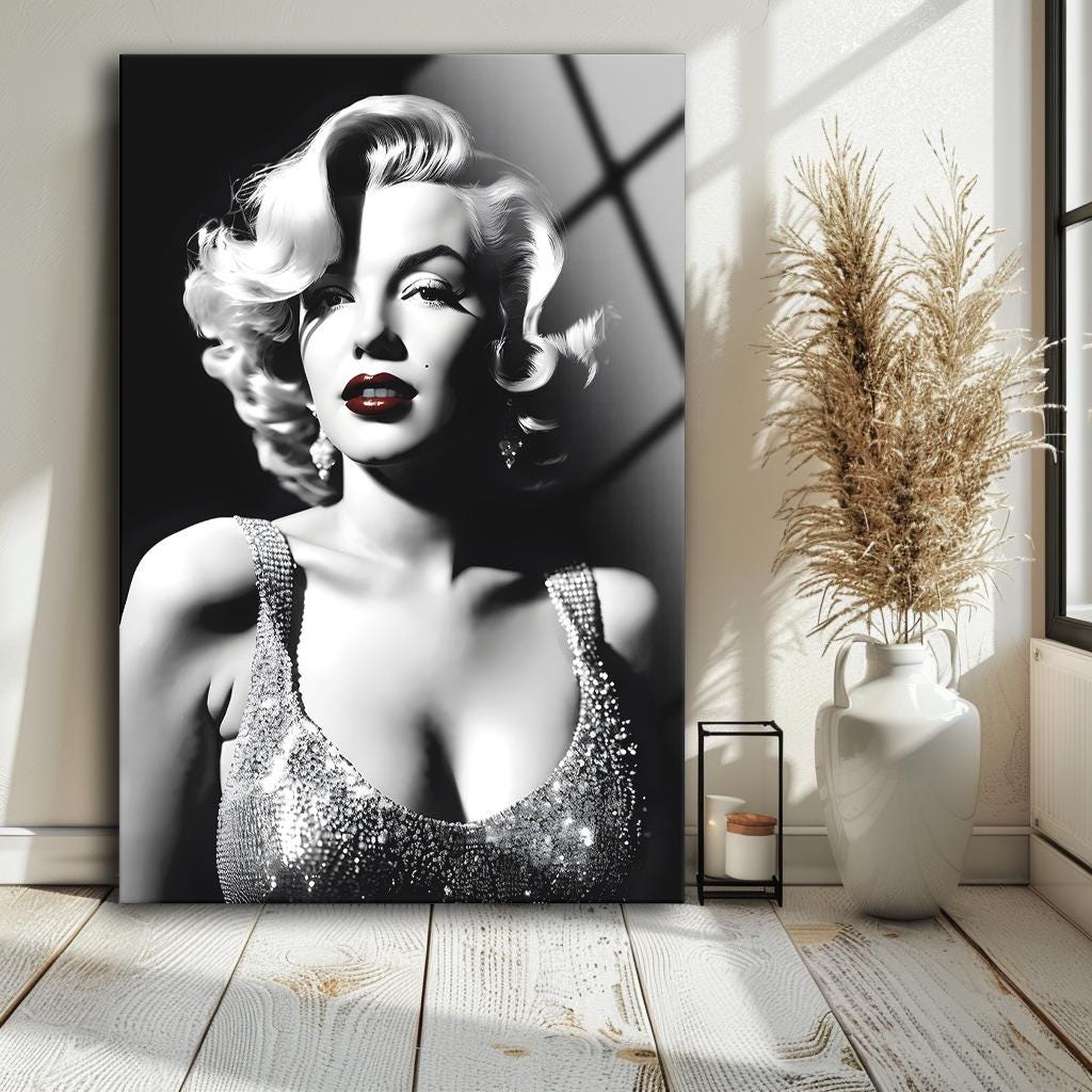 Marilyn Monroe Tempered Glass Wall Art, Black and White Print - Etsy