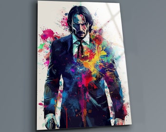 John Wick Tempered Glass Wall Art: Modern Home and Office Decor, Unique Birthday Gift