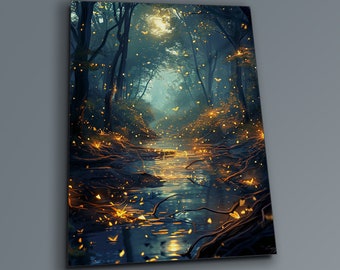Impresión de bosque en vidrio templado: arte mural con paisaje abstracto
