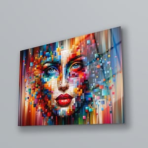 Woman Wall Art ,  Colorful Wall Decor , Wall Art Woman , Woman Wall Decor , Tempered Glass Wall Art , Glass Printing ,  Glass Wall Art