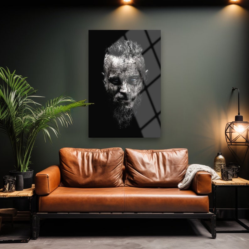 Vikings Wall Art , Ragnar Wall Art , Viking King Wall Decor , Tempered